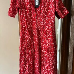 Floral Red Dress